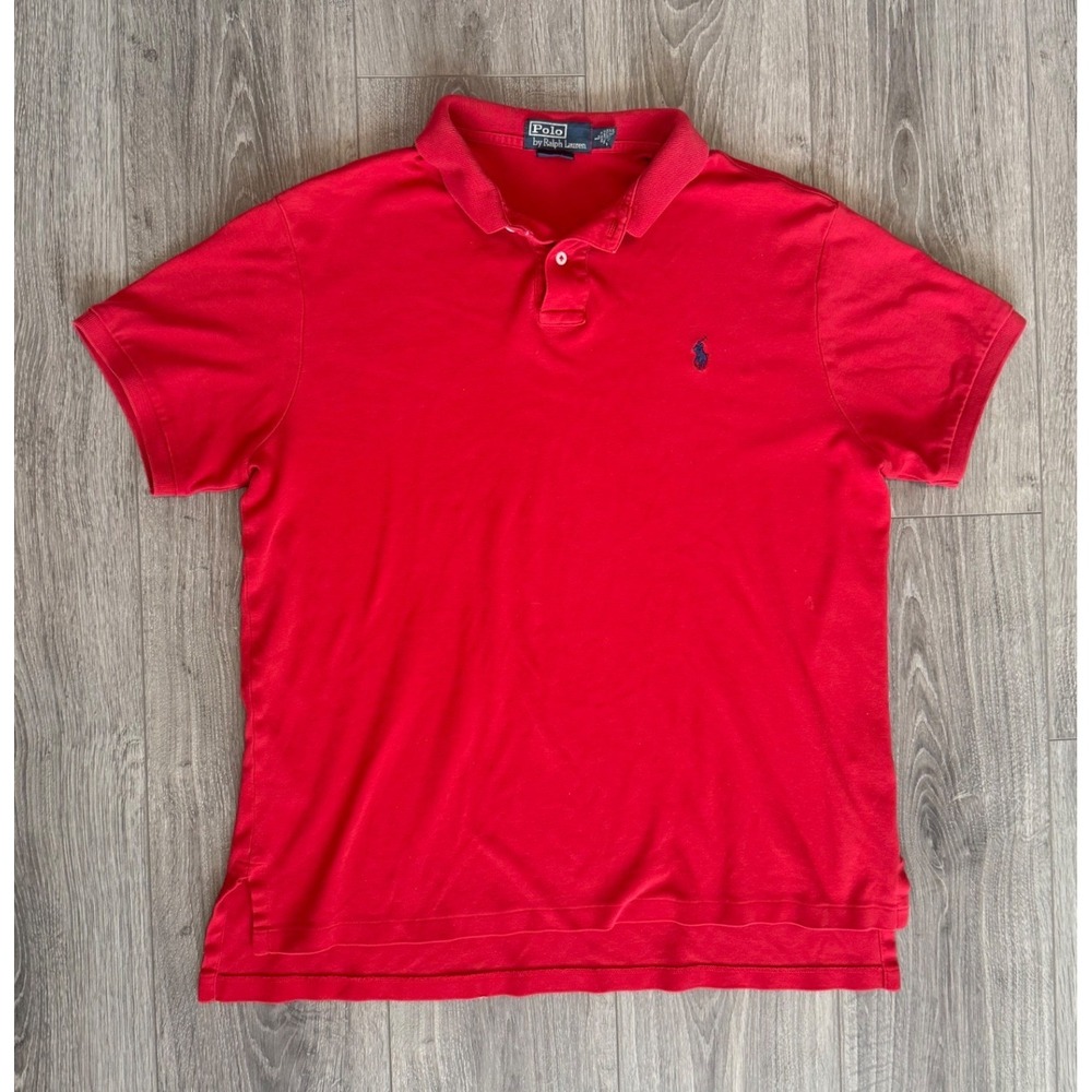 Polo Ralph Lauren Polo Shirt Large Red Custom Fit Short Sleeve Classic Preppy